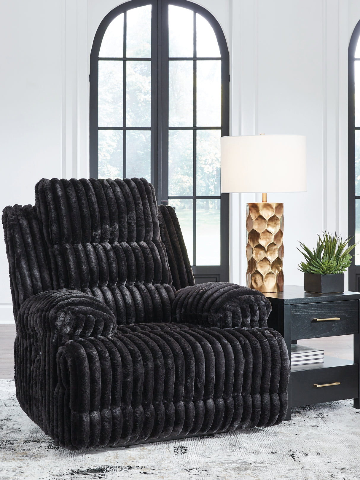 Furniture City - MS - Ashley Furniture - Rhine Falls Living Room - Zero Wall Power Recliner / Onyx - PC4280506