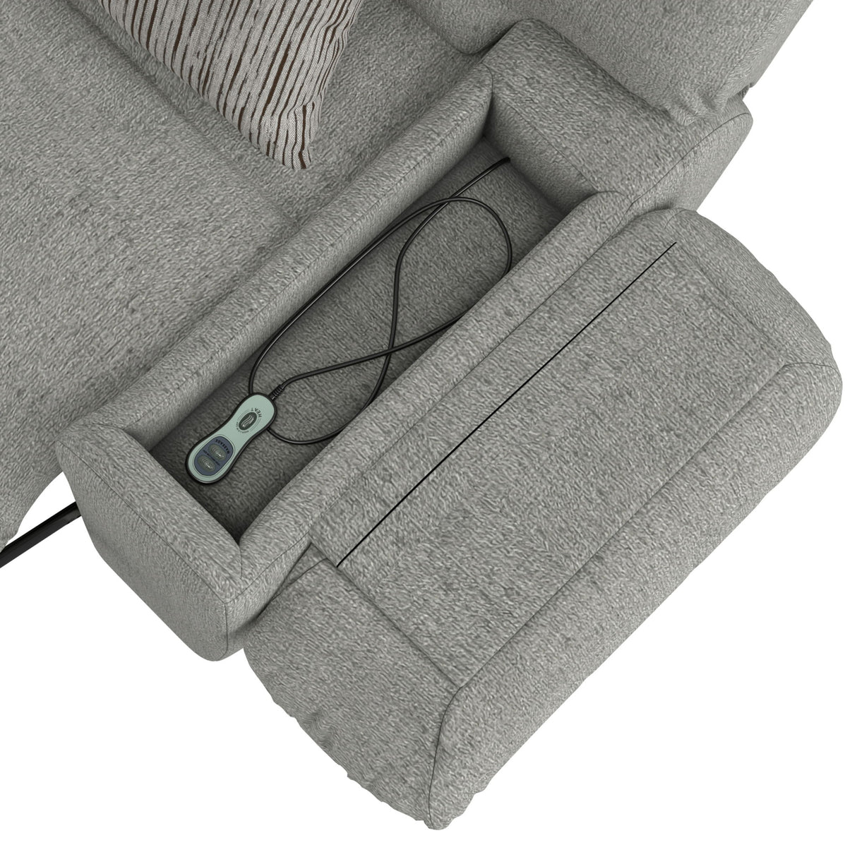 Quinn - 3 Piece Reclining Sectional With 4 Reclining Seats, Storage Arms, Storage Console With Lights, And Drop Down Table - Nature