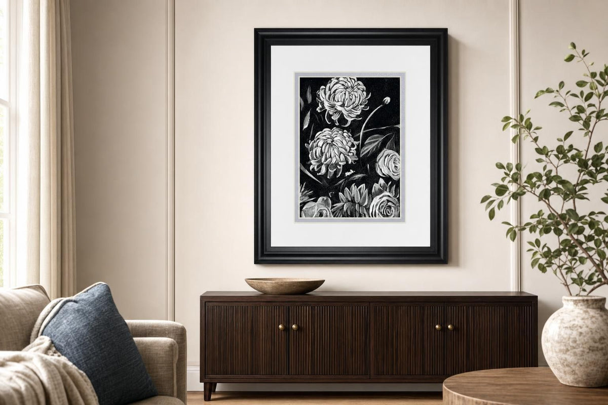 34x40 Enchanted Bloom II By Annie Warren - Black