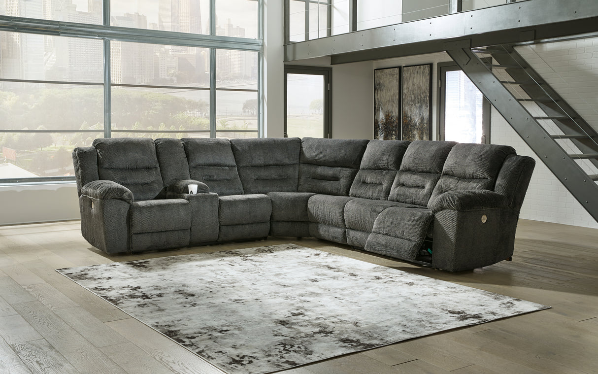 Furniture City - MS - Ashley Furniture - Nettington Sectional - 3-Piece Power Reclining Sectional / Smoke - 44101S1