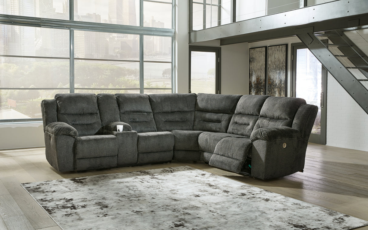 Furniture City - MS - Ashley Furniture - Nettington Sectional - 3-Piece Power Reclining Sectional / Smoke - 44101S1