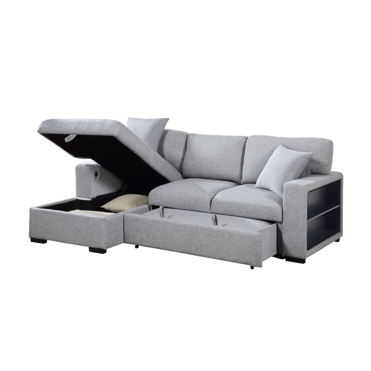 Pompano - Sectional With Chaise, Pull-Out Bed And Hidden Storage, Charging Ports