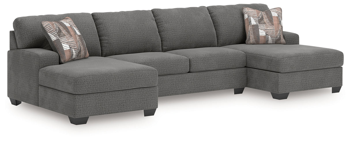 Furniture City - MS - Ashley Furniture - Newellen Sectional - RAF 3-Piece Sleeper Sectional with Double Chaise / Greystone - 48405S7