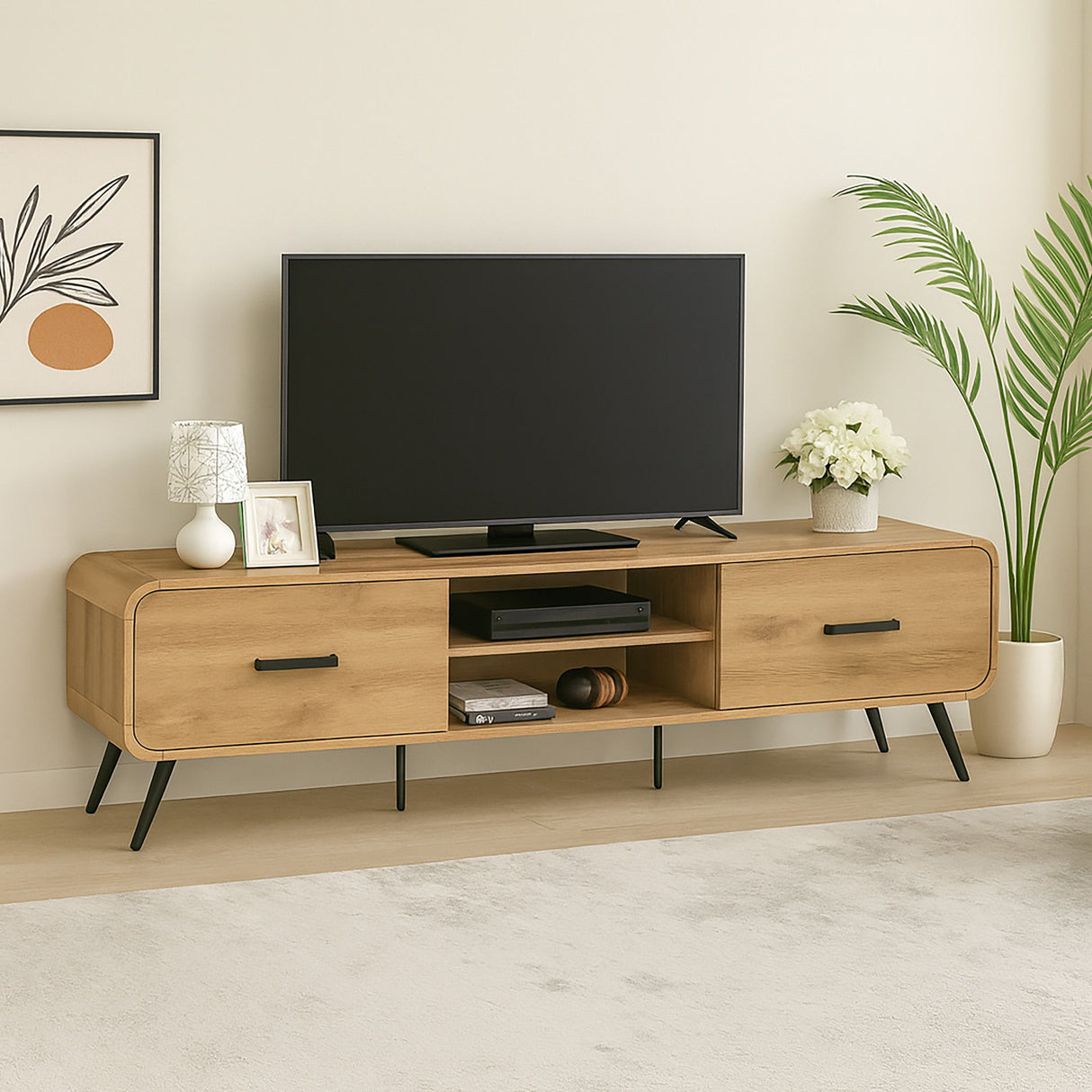 Rowan - 71" Low Profile TV Console - Natural