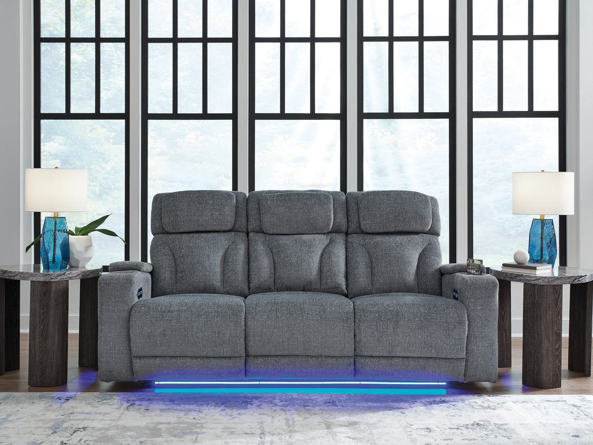 Furniture City - MS - Ashley Furniture - Studio Cave Living Room - PWR REC Sofa with ADJ Headrest / Steel - PC4980215