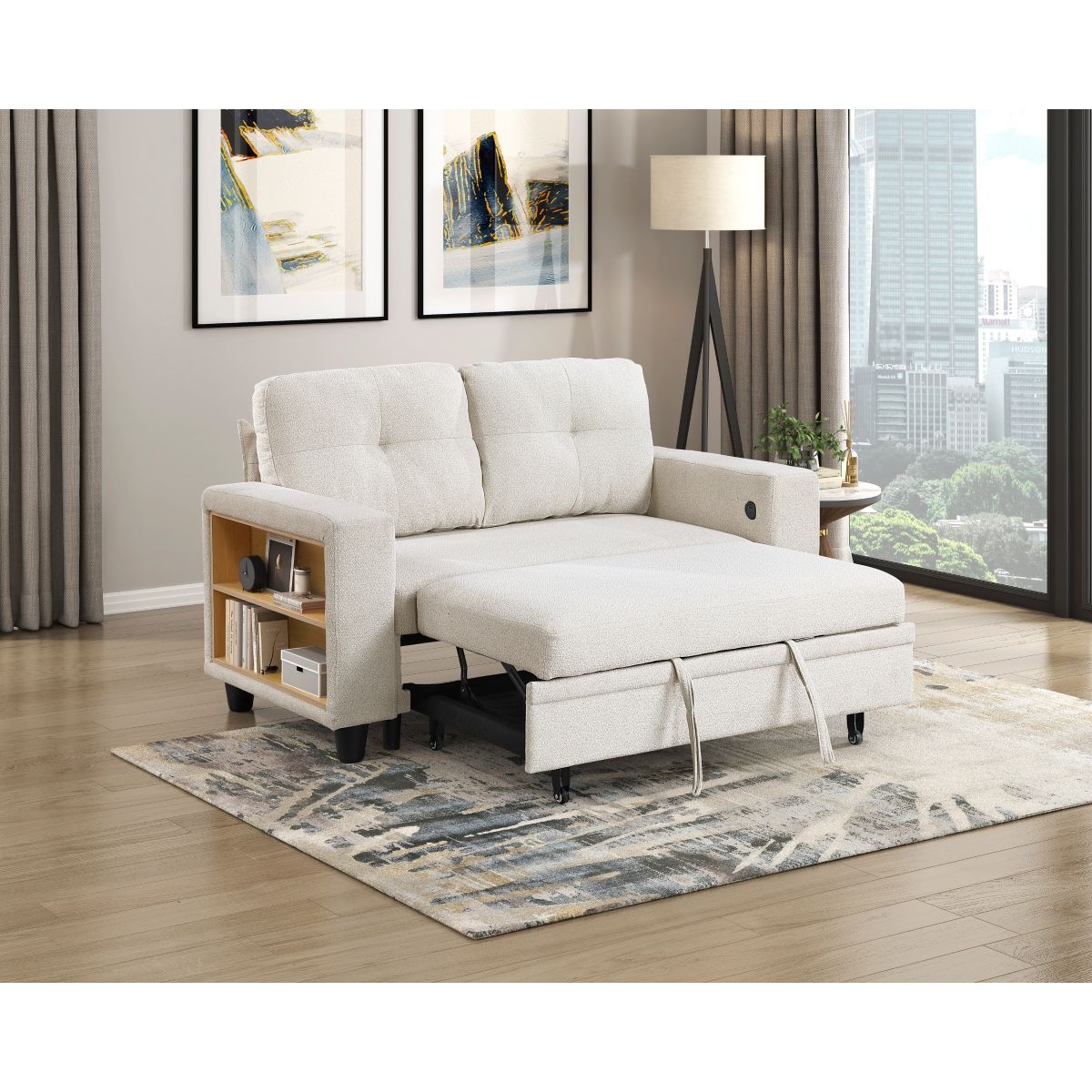 Robinson - Loveseat With Pull-Out Bed, Shelves And Charging Ports