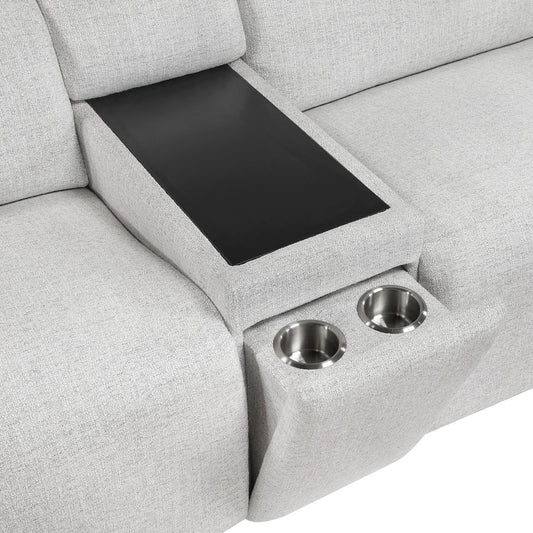 McPherson - Power Double Reclining Loveseat With Center Console And Power Headrests, Charging Ports - Cloud