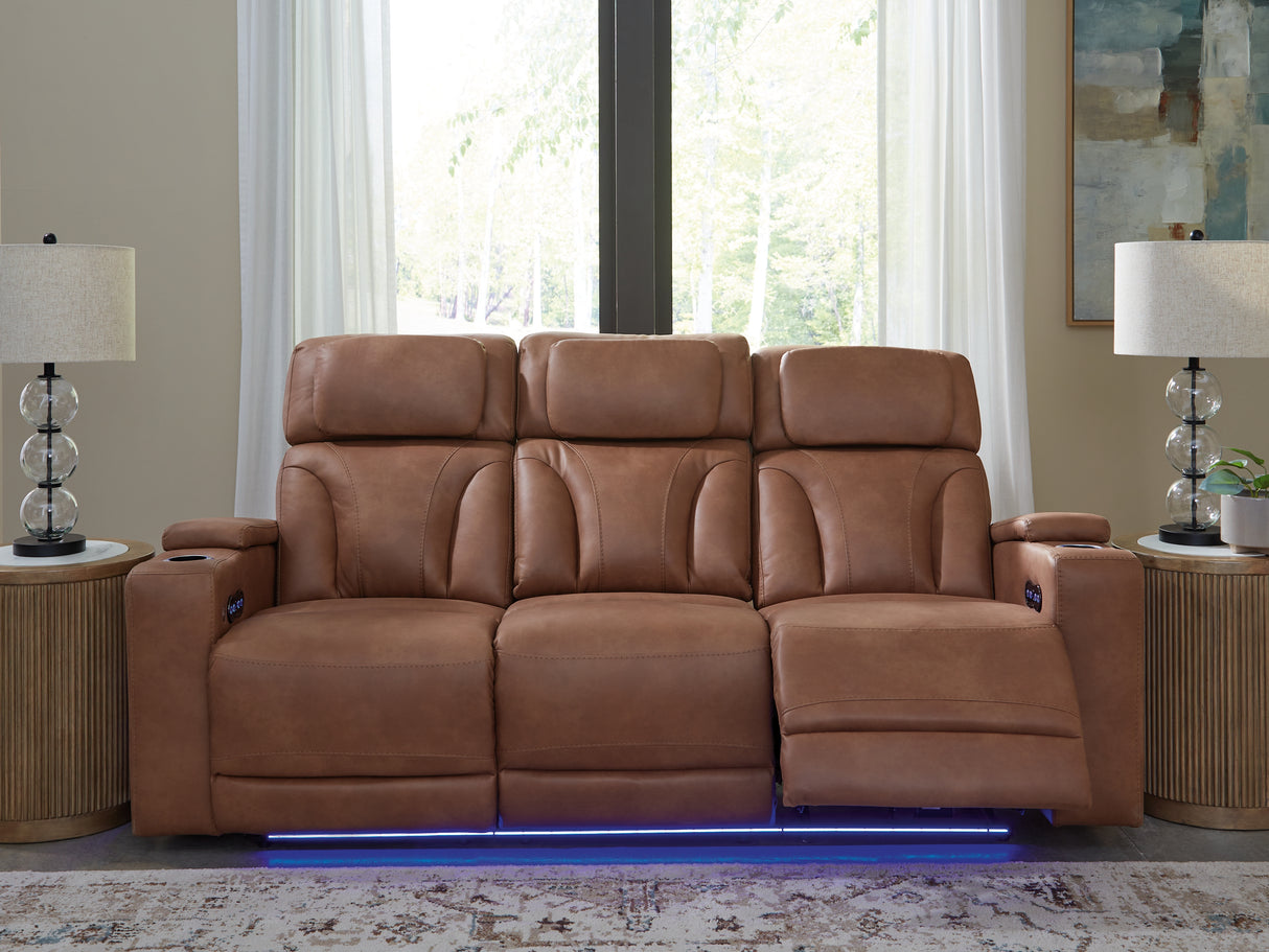 Furniture City - MS - Ashley Furniture - Clean-Slate Living Room - PWR REC Sofa with ADJ Headrest / Caramel - PC5010115