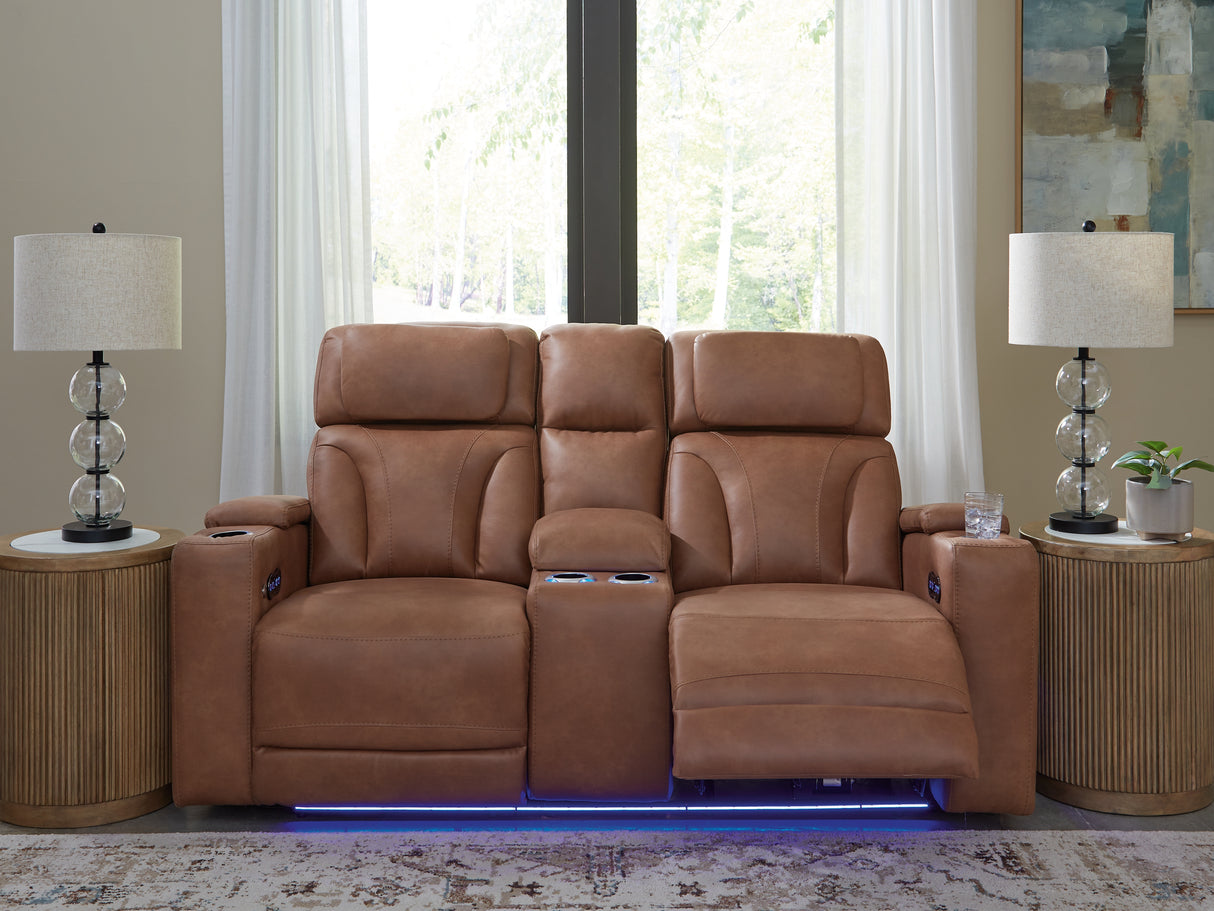 Furniture City - MS - Ashley Furniture - Clean-Slate Living Room - PWR REC Loveseat/CON/ADJ HDRST / Caramel - PC5010118