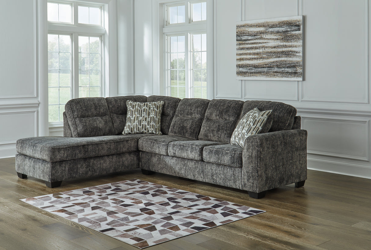 Furniture City - MS - Ashley Furniture - Lonoke Sectional - RAF 2-Piece Sectional with Chaise / Gunmetal - 50504S1