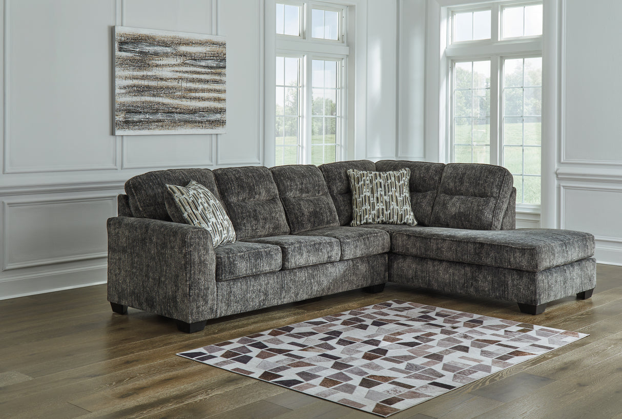 Furniture City - MS - Ashley Furniture - Lonoke Sectional - LAF 2-Piece Sectional with Chaise / Gunmetal - 50504S2