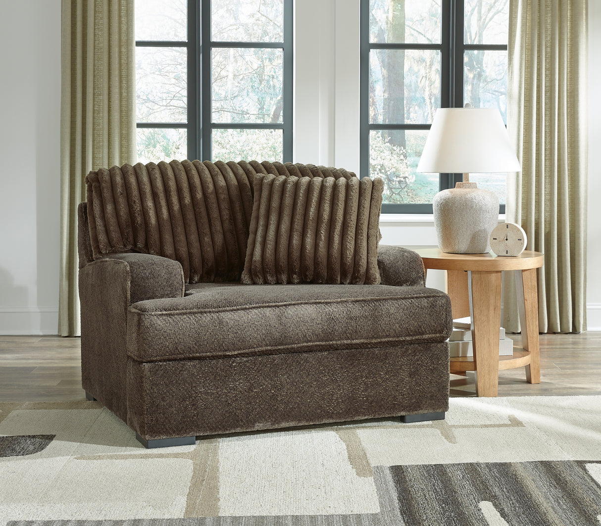 Furniture City - MS - Ashley Furniture - Aylesworth Living Room - Chair and a Half / Chocolate - 5370223