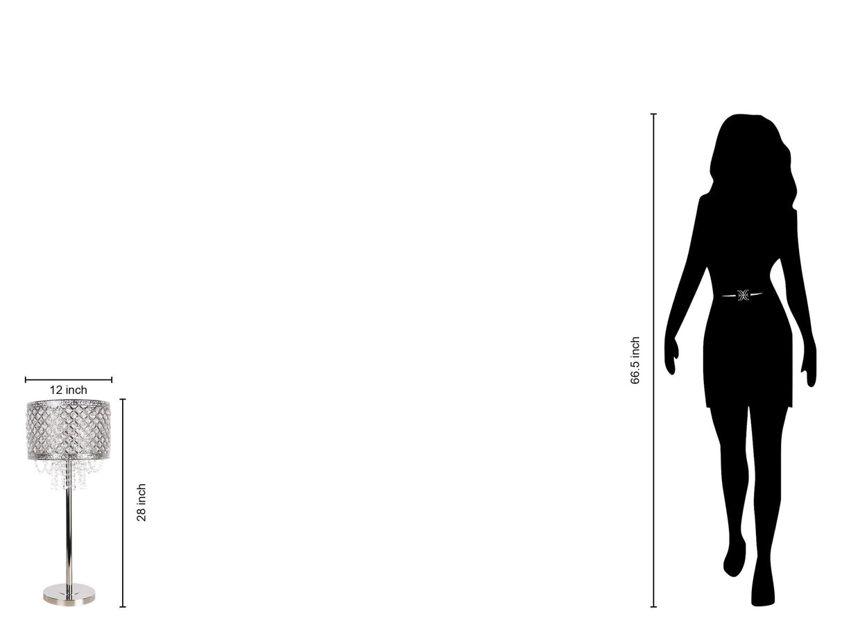 "Crystal Elegance II" Metal Table Lamp (Set of 2) - Polished Nickel / Clear Crystal