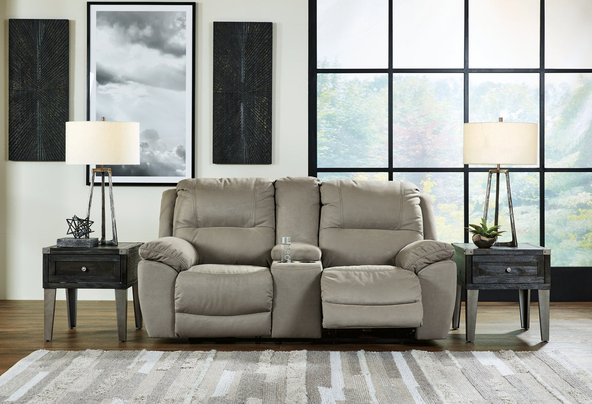 Furniture City - MS - Ashley Furniture - Next-Gen Gaucho Living Room - DBL Rec Loveseat w/Console / Putty - 5420394