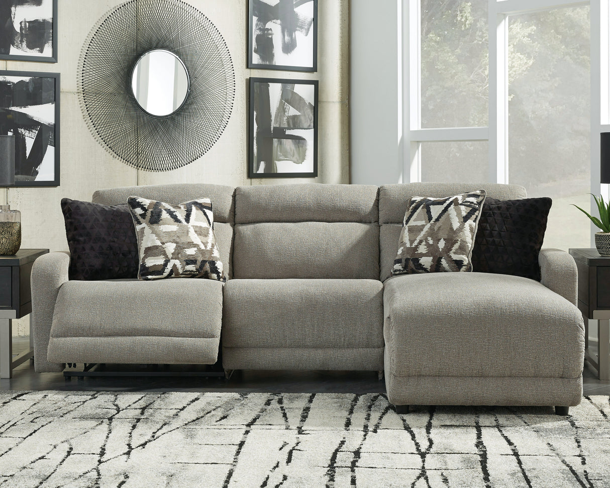 Furniture City - MS - Ashley Furniture - Colleyville Sectional - 3-Piece Power Reclining Sectional with Chaise / Stone - 54405S2