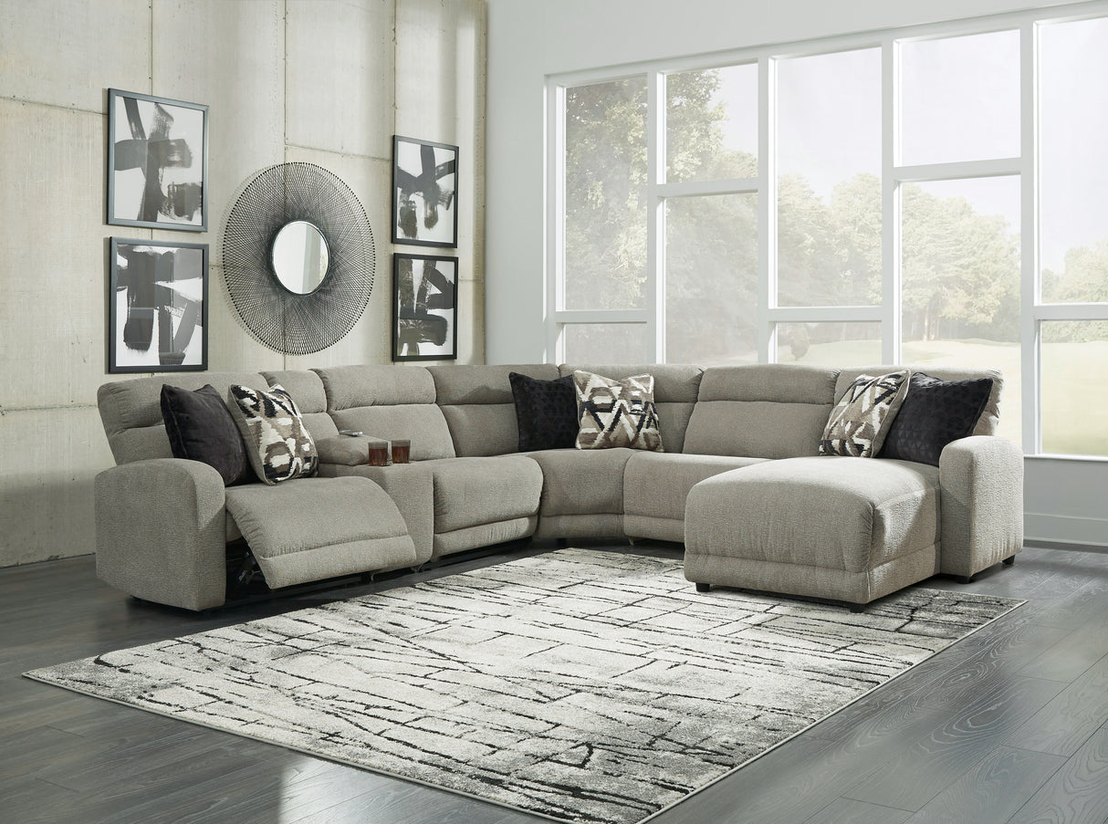 Furniture City - MS - Ashley Furniture - Colleyville Sectional - 6-Piece Power Reclining Sectional with Chaise / Stone - 54405S12