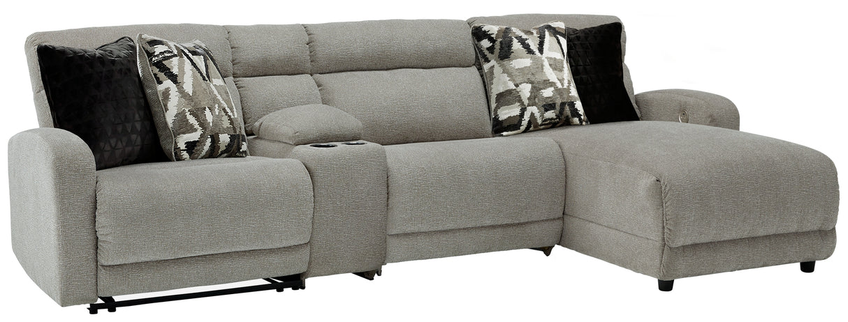 Furniture City - MS - Ashley Furniture - Colleyville Sectional - 4-Piece Power Reclining Sectional with Chaise / Stone - 54405S3
