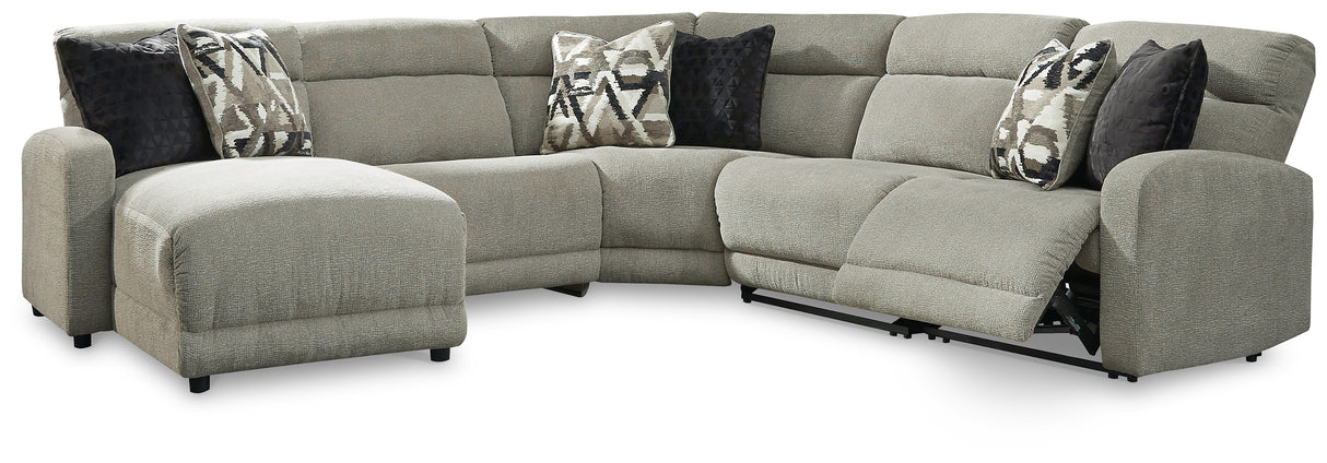 Furniture City - MS - Ashley Furniture - Colleyville Sectional - 5-Piece Power Reclining Sectional with Chaise / Stone - 54405S11