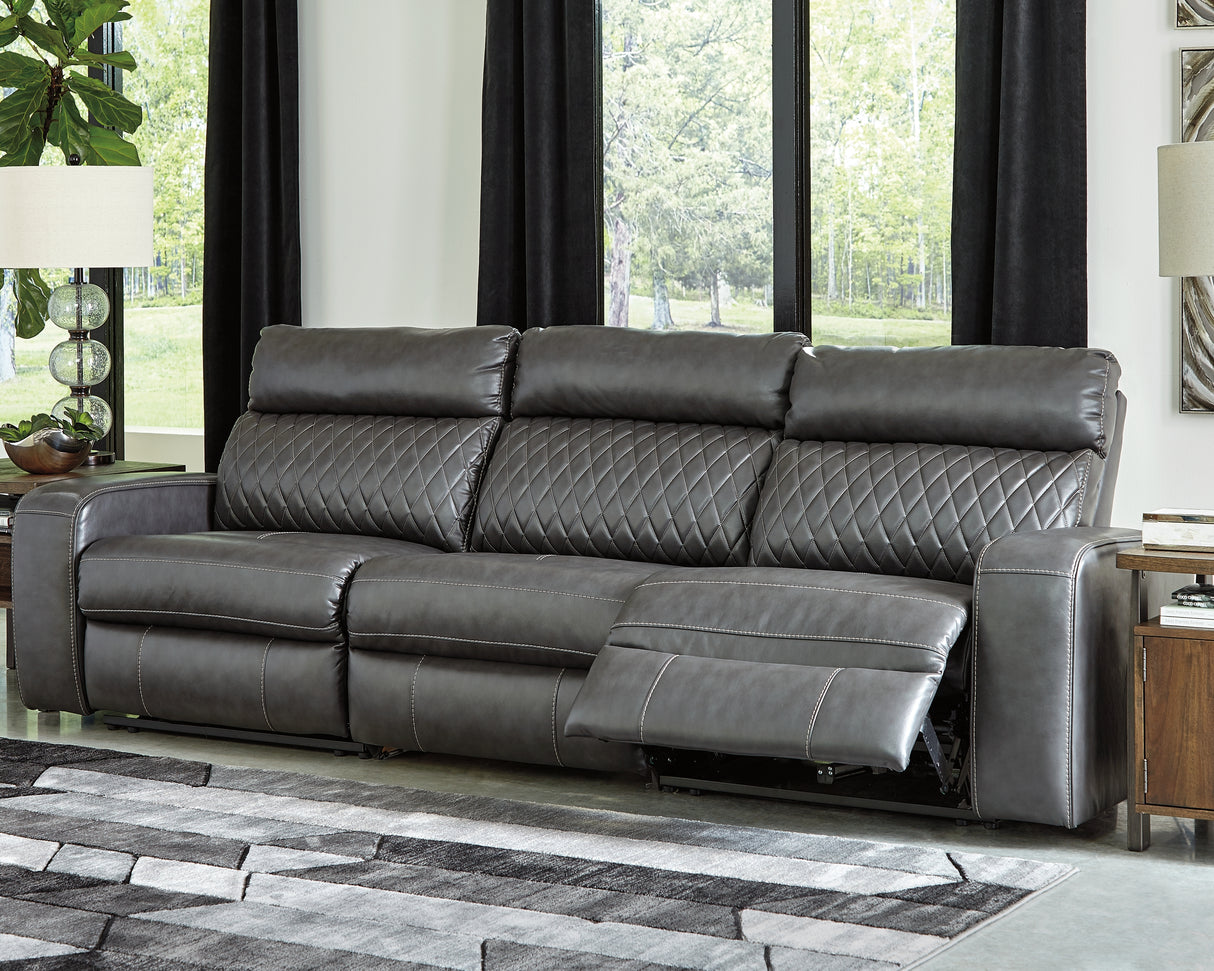 Furniture City - MS - Ashley Furniture - Samperstone Sectional - 3-Piece Power Reclining Sectional Sofa / Gray - 55203S4