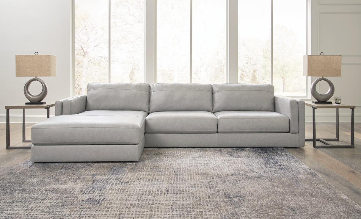 Furniture City - MS - Ashley Furniture - Amiata Sectional - RAF 2-Piece Sectional with Chaise / Glacier - 57404S1