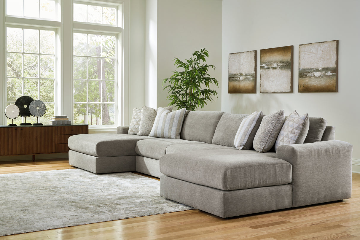 Furniture City - MS - Ashley Furniture - Avaliyah Sectional - RAF 4-Piece Double Chaise Sectional / Ash - 58103S11