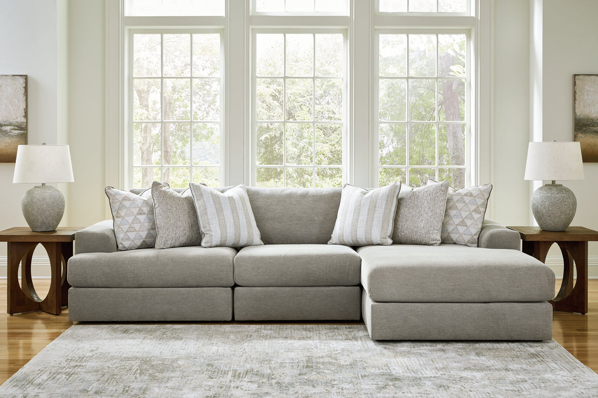 Furniture City - MS - Ashley Furniture - Avaliyah Sectional - RAF 3-Piece Sectional with Chaise / Ash - 58103S4