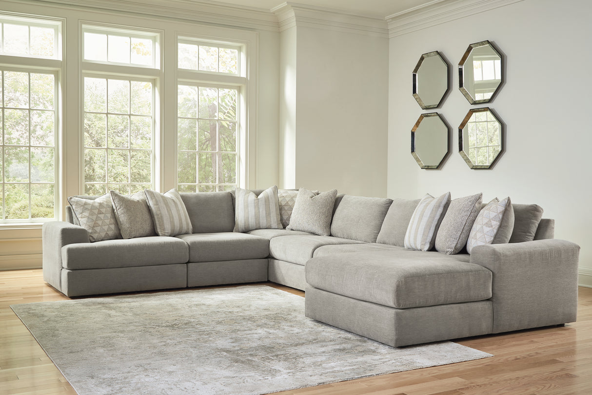 Furniture City - MS - Ashley Furniture - Avaliyah Sectional - RAF 6-Piece Sectional with Chaise / Ash - 58103S12