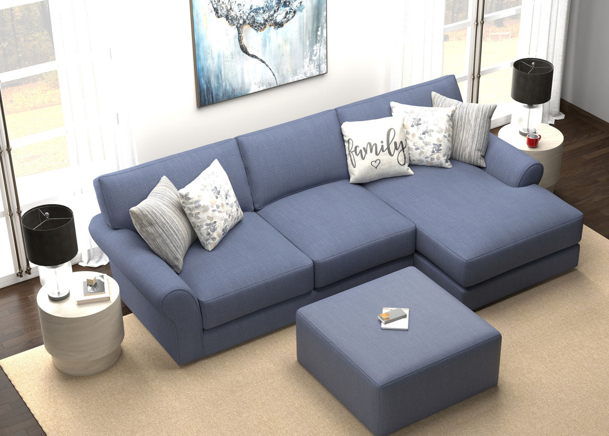 Cape May - Sofa Chaise With Comfort Coil Seating, 41" Cocktail Ottoman And 5 Accent Pillows Included