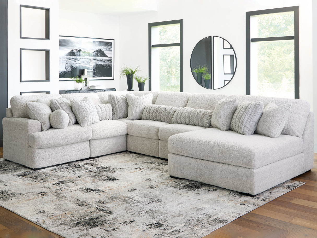 Furniture City - MS - Ashley Furniture - Cuddle Plush Sectional - RAF 6-Piece Sectional with Chaise / Arctic - PC59106S3