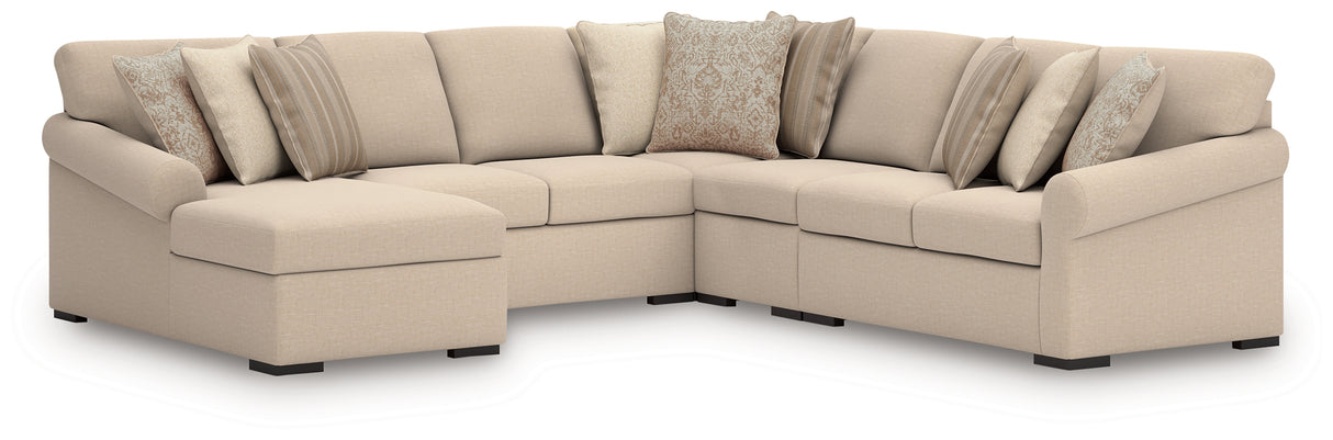 Furniture City - MS - Ashley Furniture - LadyMae Sectional - RAF 5-Piece Sectional with Chaise / Twill - 59404S8