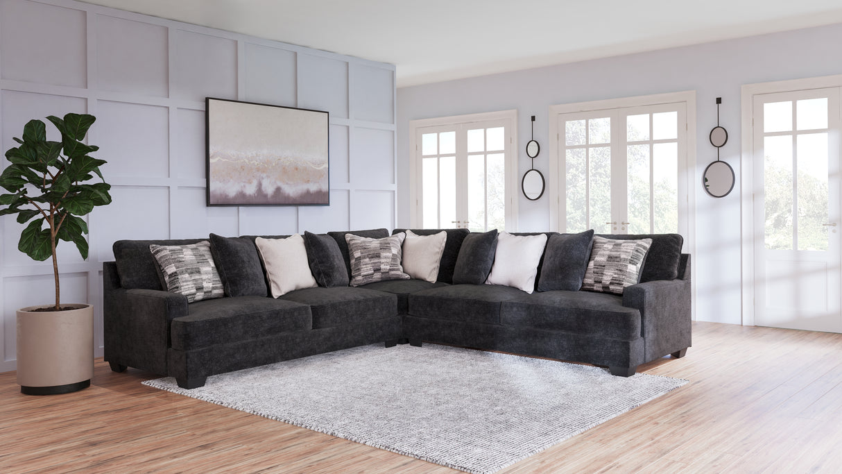 Furniture City - MS - Ashley Furniture - Lavernett Sectional - LAF 3-Piece Sectional / Charcoal - 59603S1