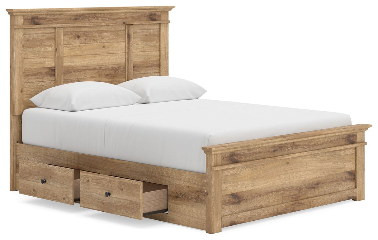 Makidern - Panel Storage Bed With 2 Under Bed Storage Units