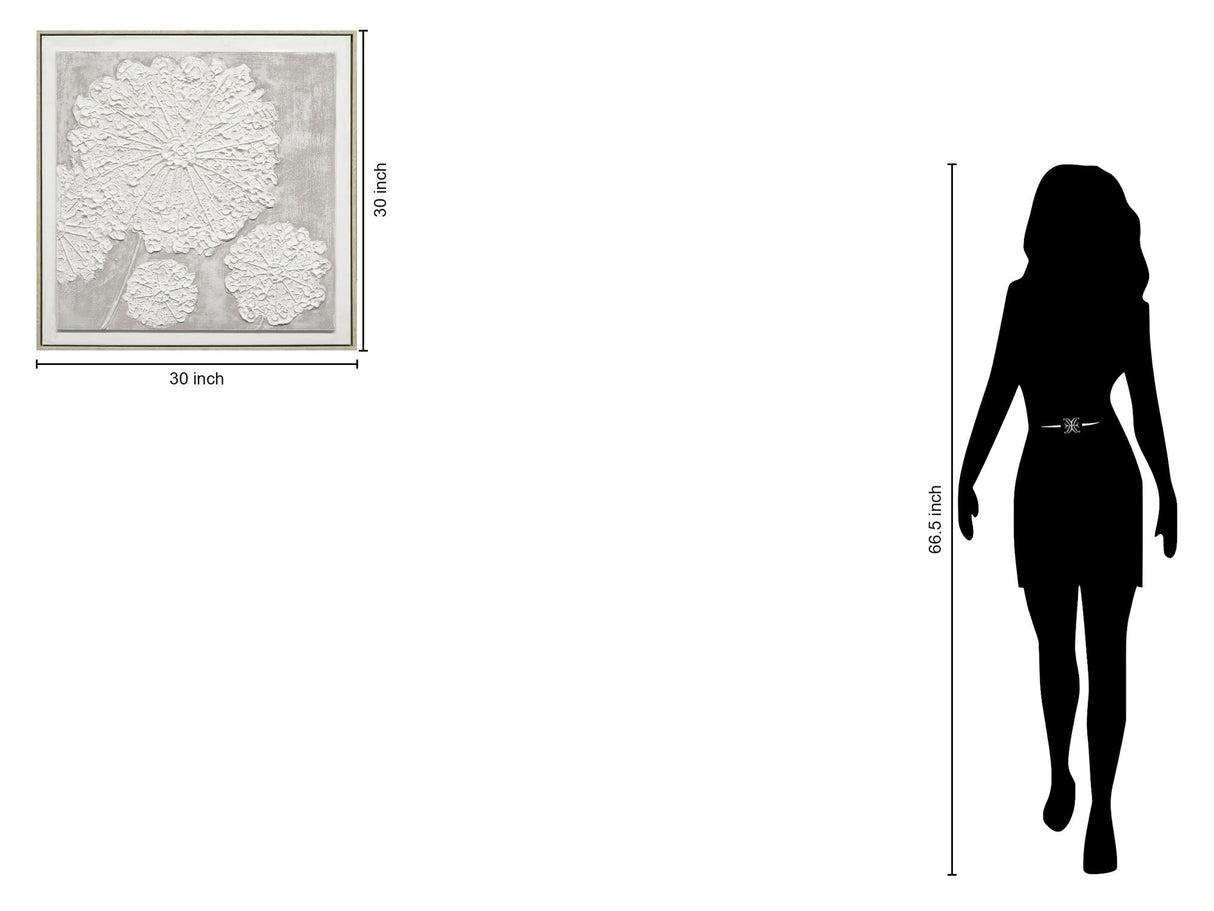 "Textured Elegance I" Hand-Painted Canvas In Frame - Neutral / Gray