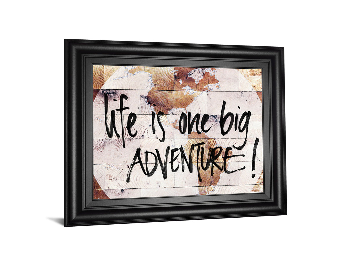 World On Wood By Sd Studios - Framed Print Wall Art - Beige