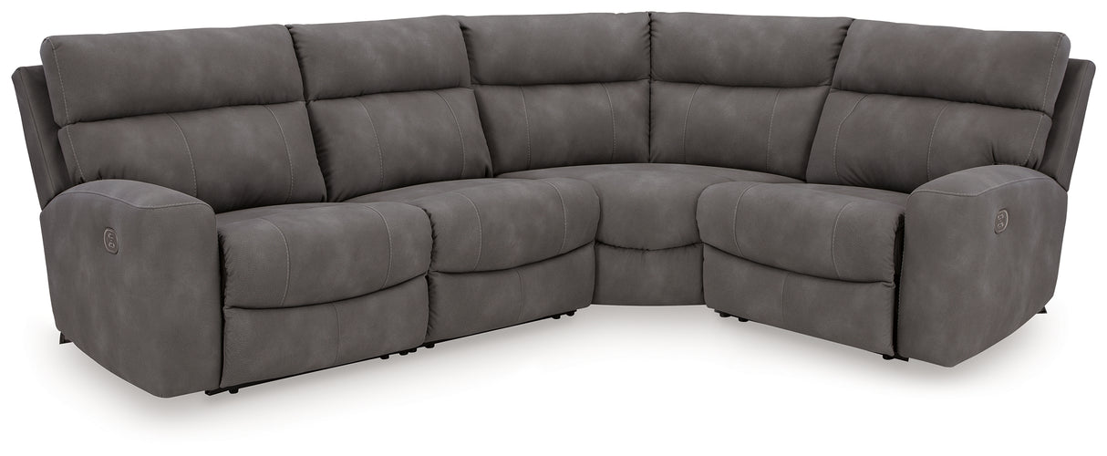 Furniture City - MS - Ashley Furniture - Next-Gen DuraPella Sectional - 4-Piece Power Reclining Sectional / Slate - 61003S4
