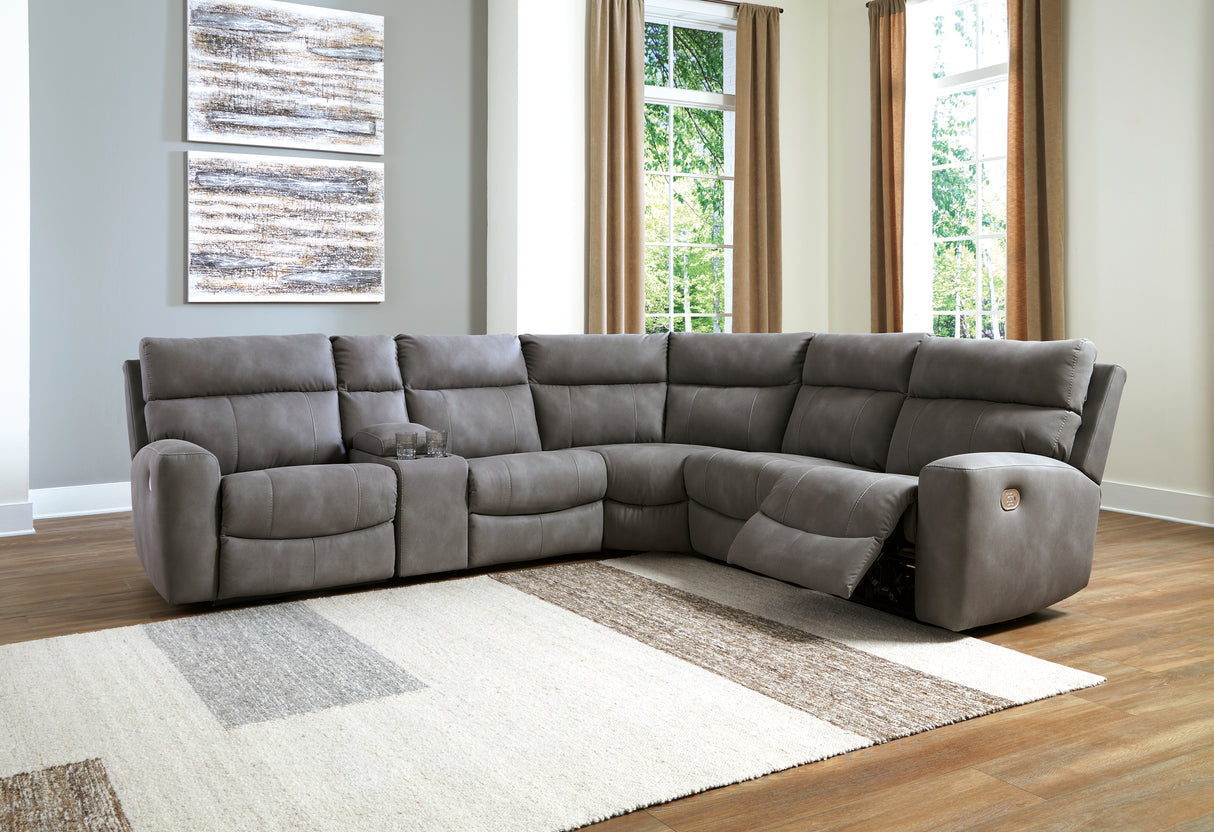 Furniture City - MS - Ashley Furniture - Next-Gen DuraPella Sectional - 6-Piece Power Reclining Sectional / Slate - 61003S7