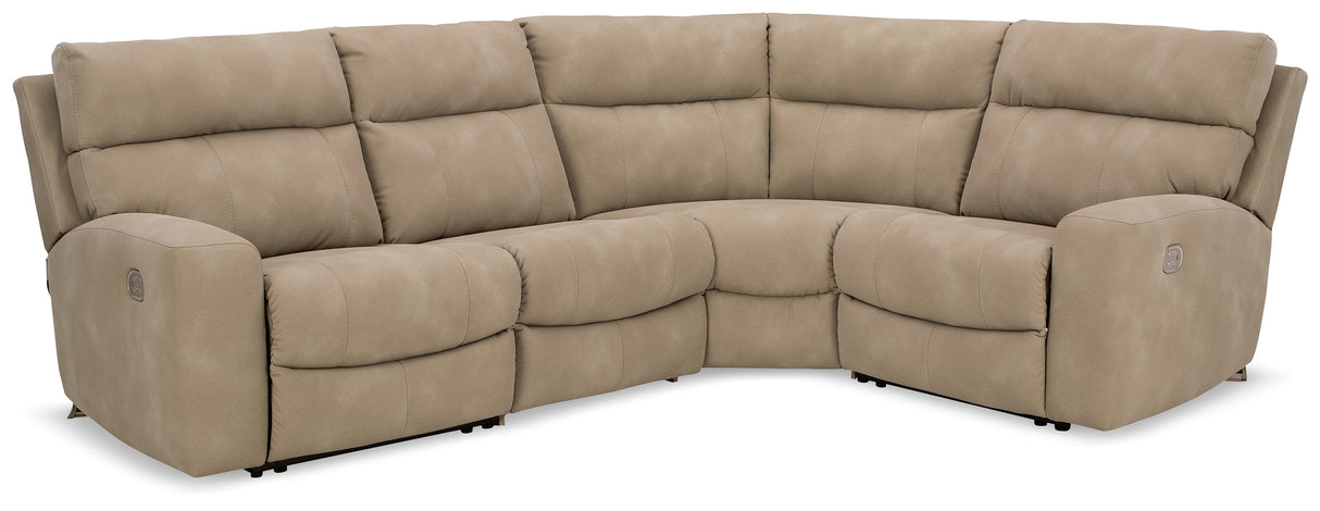 Furniture City - MS - Ashley Furniture - Next-Gen DuraPella Sectional - 4-Piece Power Reclining Sectional / Sand - 61004S4