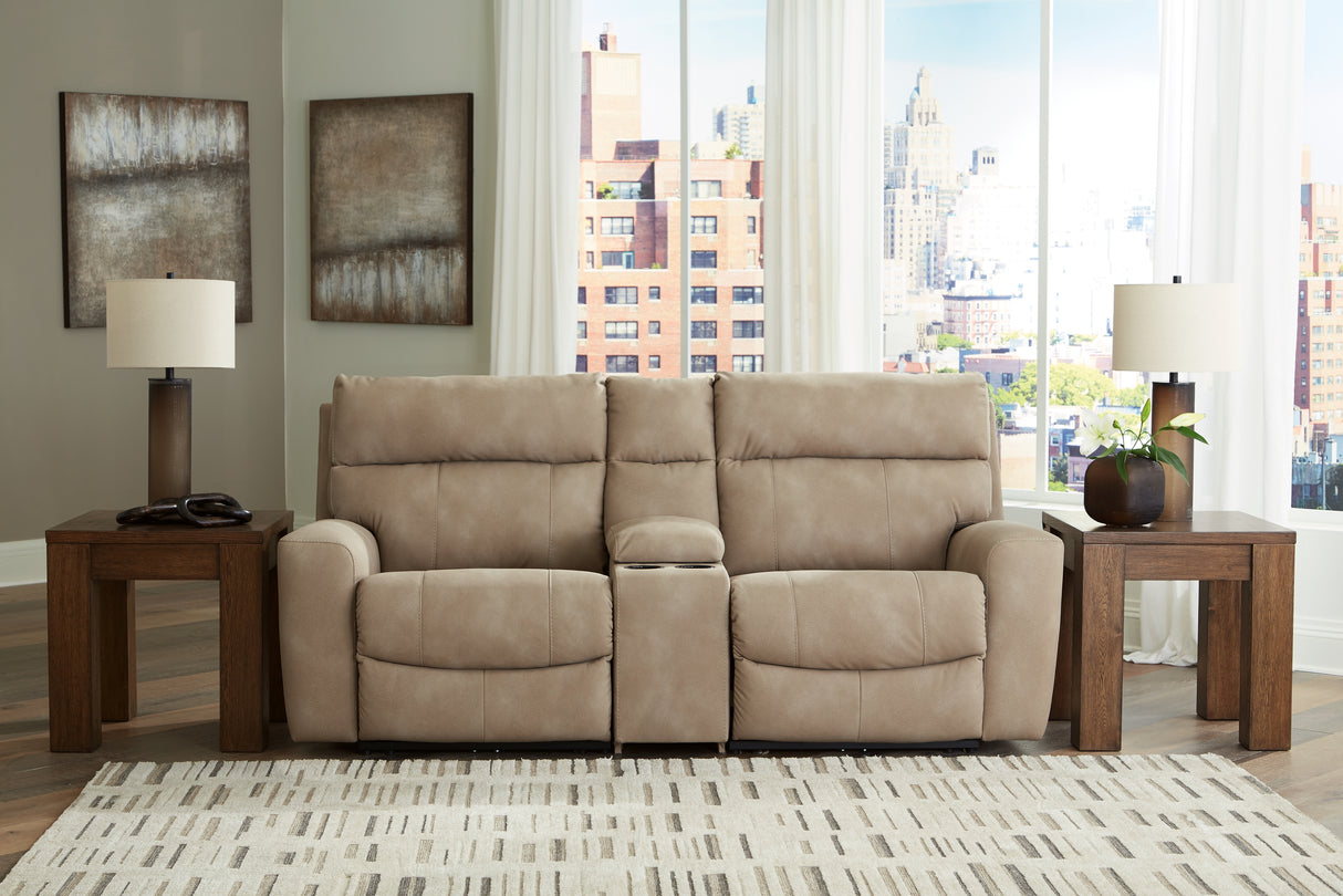 Furniture City - MS - Ashley Furniture - Next-Gen DuraPella Sectional - 3-Piece Power Reclining Sectional Loveseat with Console / Sand - 61004S3