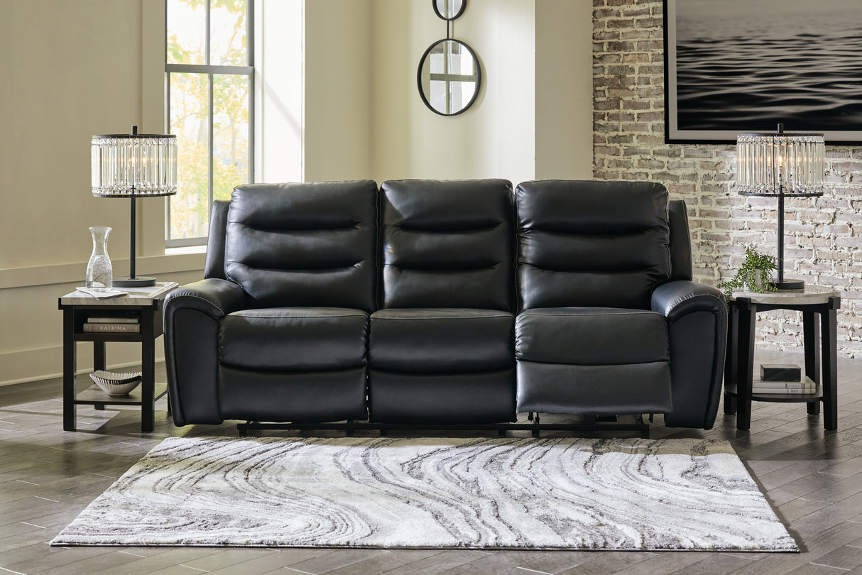 Furniture City - MS - Ashley Furniture - Warlin Living Room - PWR REC Sofa with ADJ Headrest / Black - 6110515