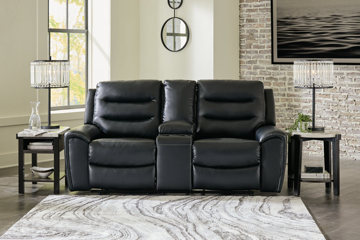 Furniture City - MS - Ashley Furniture - Warlin Living Room - PWR REC Sofa with ADJ Headrest / Black - 6110515