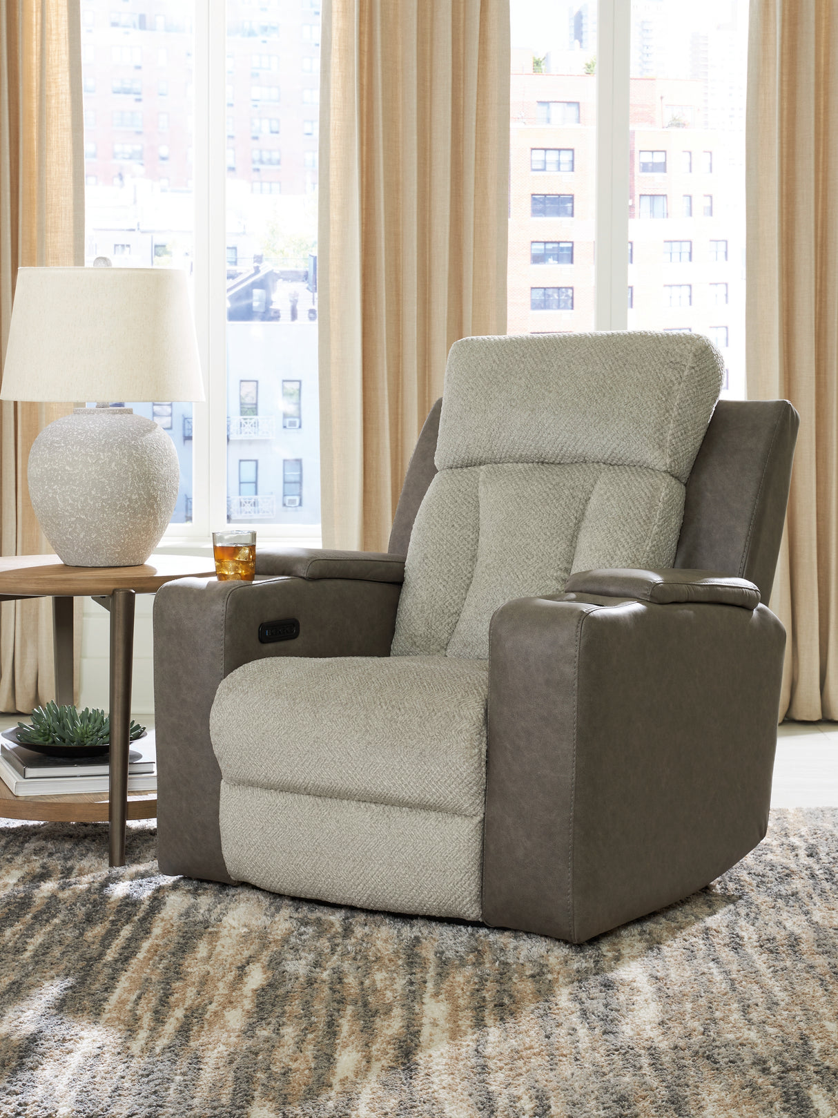 Furniture City - MS - Ashley Furniture - WhipLash Living Room - PWR Recliner/ADJ Headrest / Sisal - PC6320413