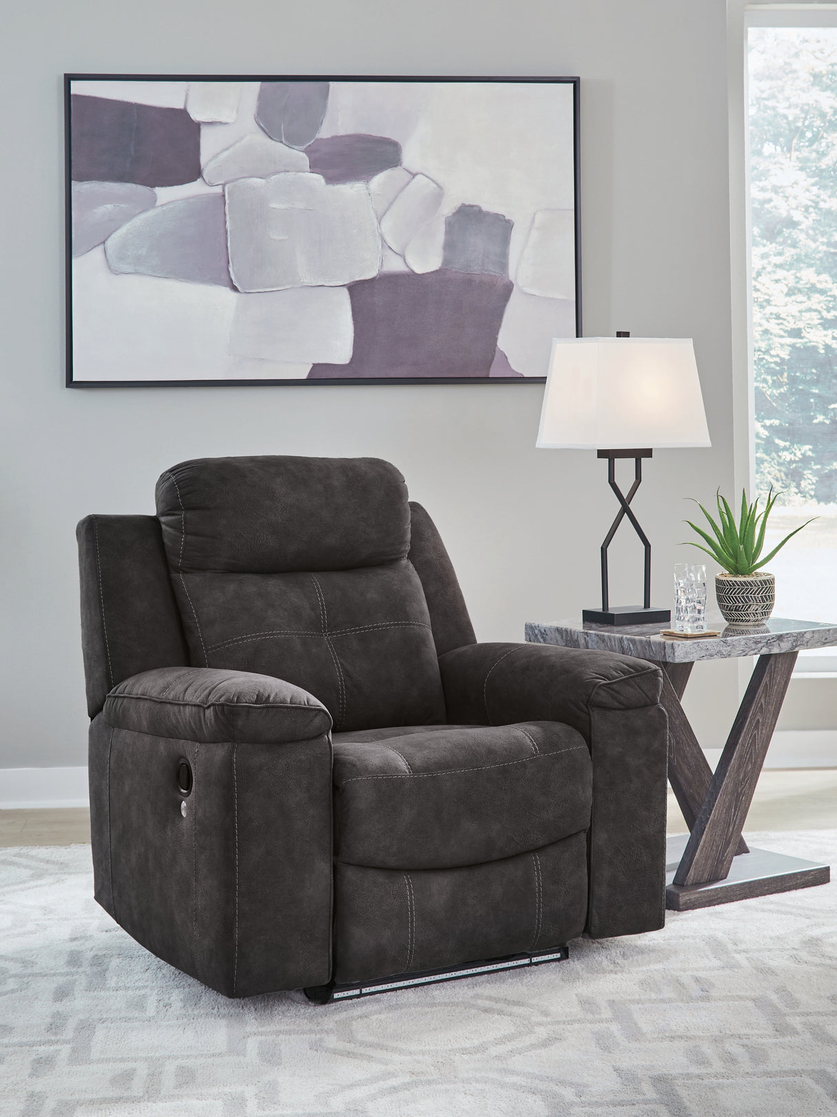 Furniture City - MS - Ashley Furniture - Brysonview Living Room - Zero Wall Recliner / Charcoal - 6360529