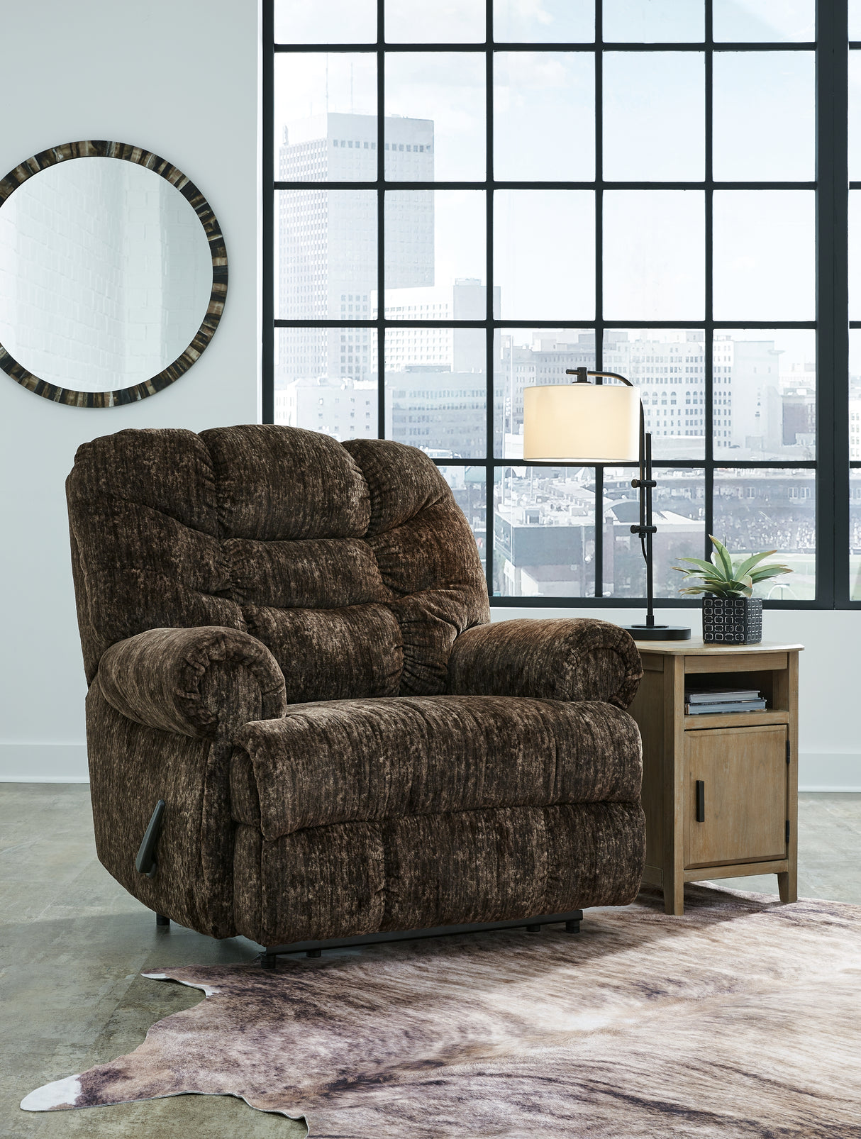 Furniture City - MS - Ashley Furniture - Movie Man Living Room - Zero Wall Recliner / Chocolate - 6380229