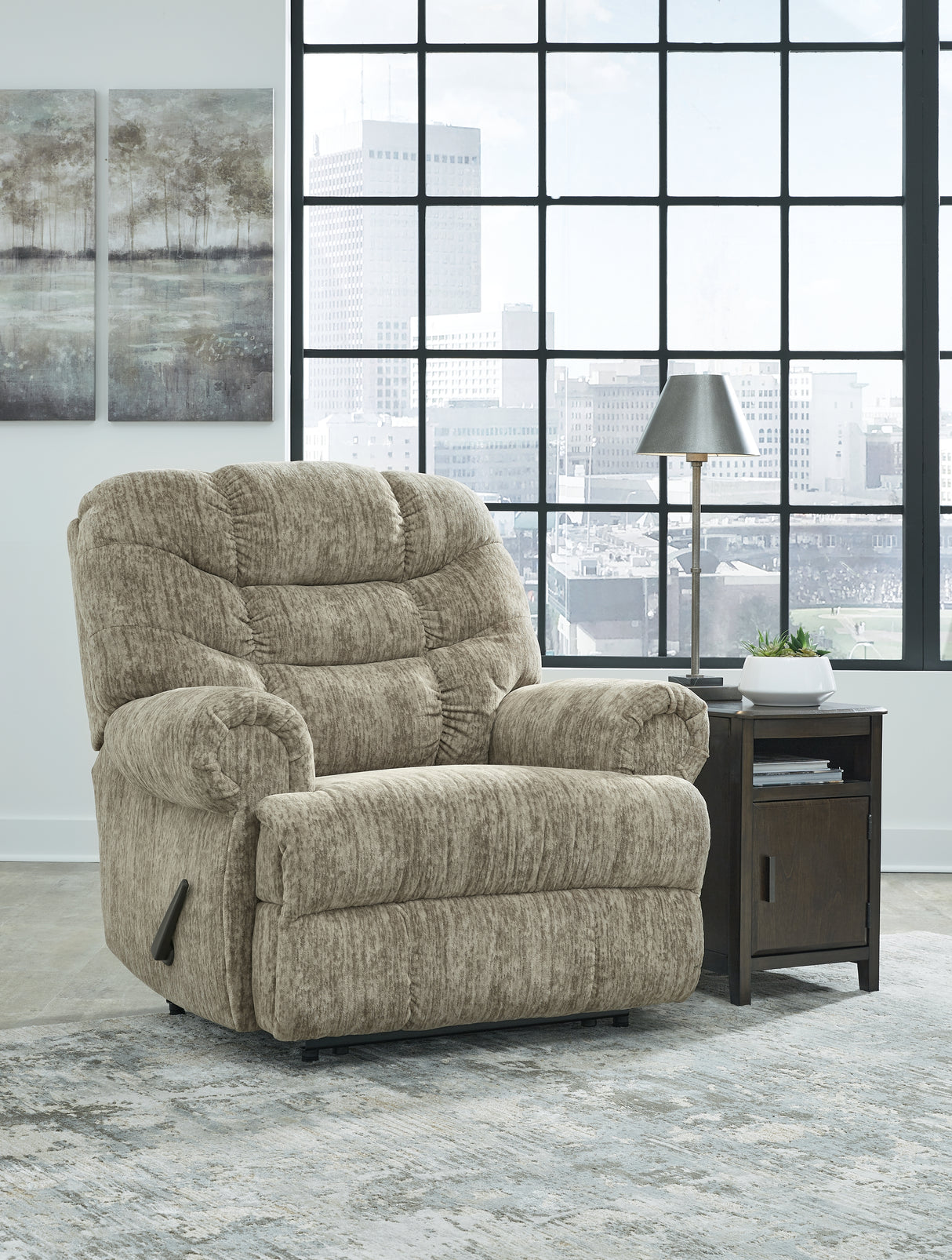 Furniture City - MS - Ashley Furniture - Movie Man Living Room - Zero Wall Recliner / Chocolate - 6380229