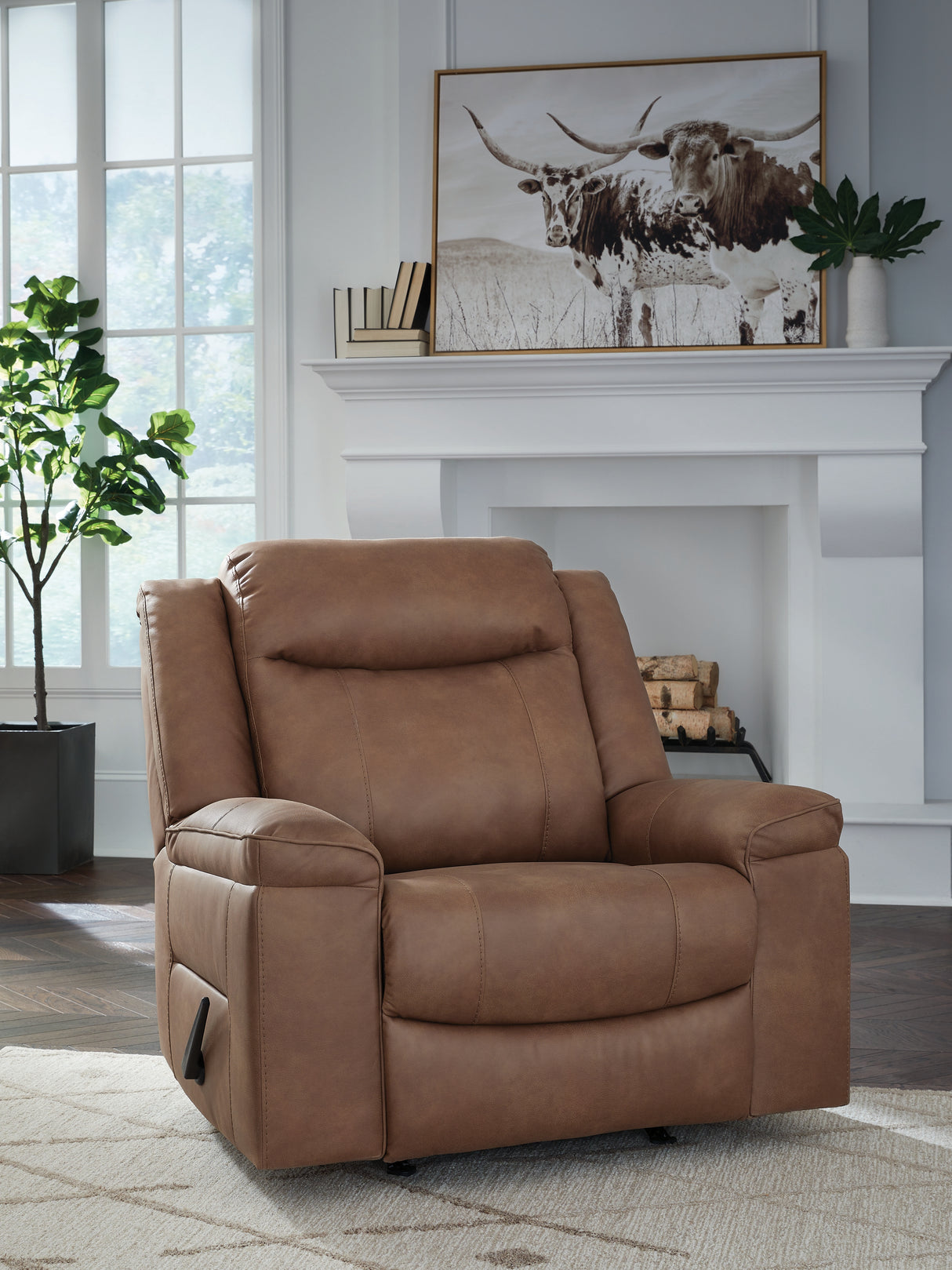 Furniture City - MS - Ashley Furniture - Status Check Living Room - Rocker Recliner / Caramel - PC6530825