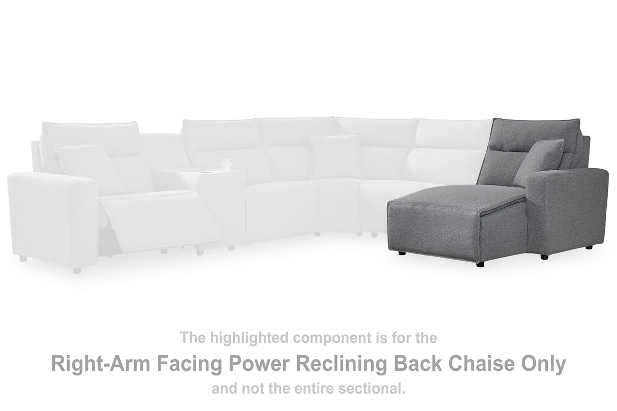 Furniture City - MS - Ashley Furniture - ModMax II Sectional - RAF Press Back Power Chaise / Salt and Pepper - 6590697