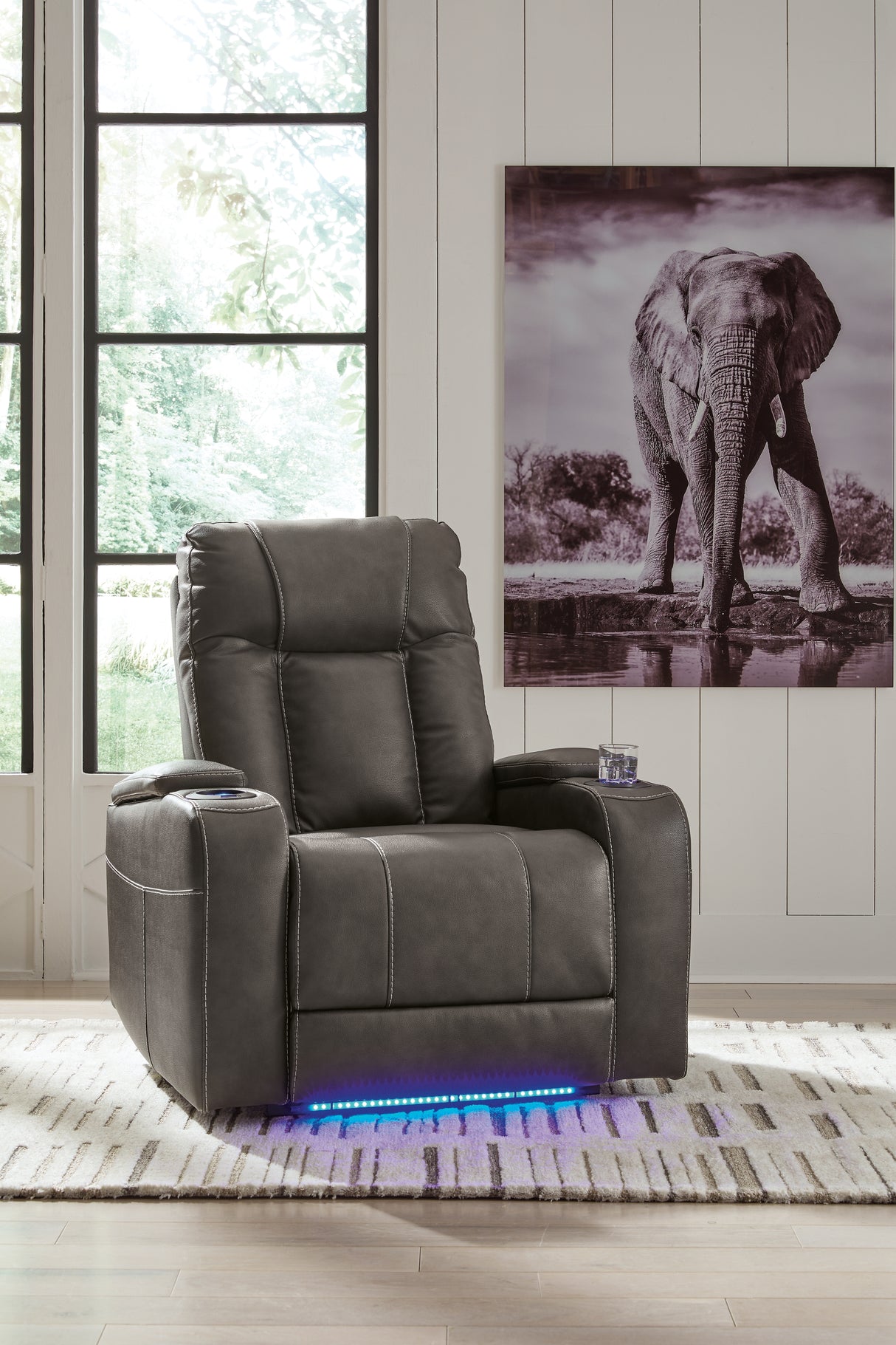 Furniture City - MS - Ashley Furniture - Feazada Living Room - PWR Recliner/ADJ Headrest / Shadow - 6620513
