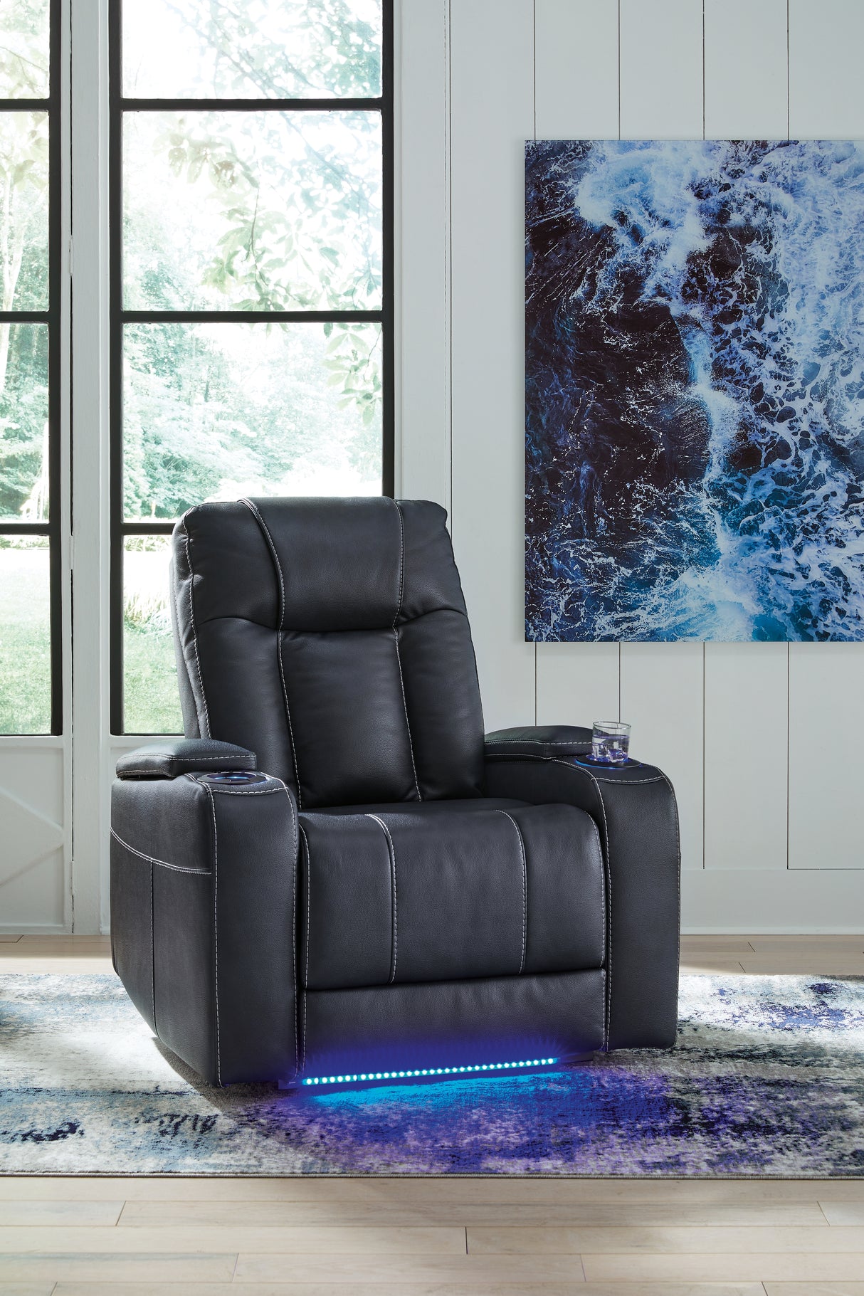 Furniture City - MS - Ashley Furniture - Feazada Living Room - PWR Recliner/ADJ Headrest / Sapphire - 6620613