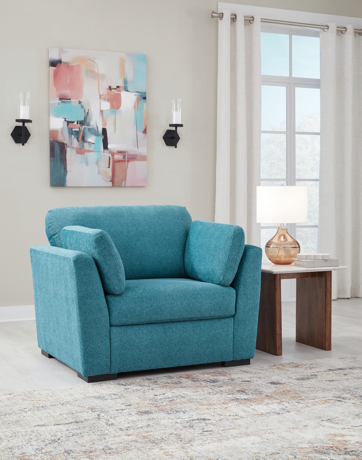 Furniture City - MS - Ashley Furniture - Keerwick Living Room - Chair and a Half / Teal - 6750723