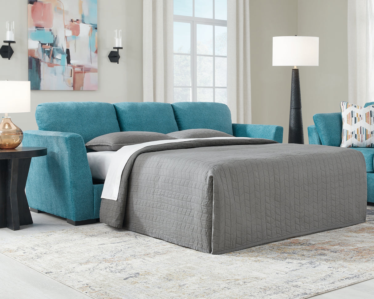 Furniture City - MS - Ashley Furniture - Keerwick Living Room - Queen Sofa Sleeper / Teal - 6750739